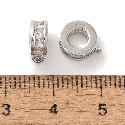 Column Brass Micro Pave Cubic Zirconia Tube Bails KK-C072-05C-P-1