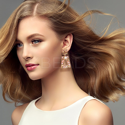 2 Pairs 2 Style Rhinestone Rectangle & Trapezoid Dangle Stud Earrings EJEW-AN0001-16-1