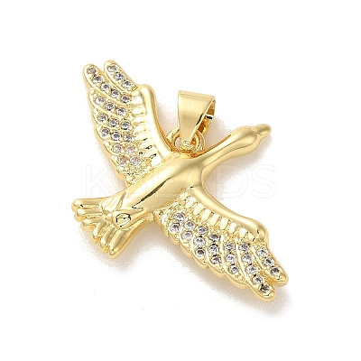 Rack Plating Brass Micro Pave Clear Cubic Zirconia Pendants KK-C047-20B-G-1