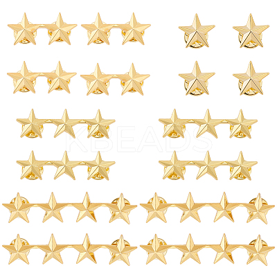 16Pcs 4 Styles Star Zinc Alloy Brooches JEWB-HY0001-41G-1