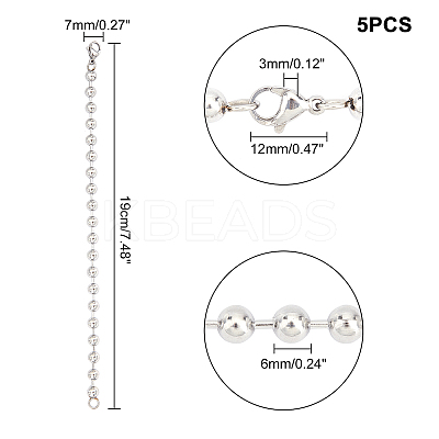 304 Stainless Steel Ball Chain Bracelets BJEW-UN0001-10P-1