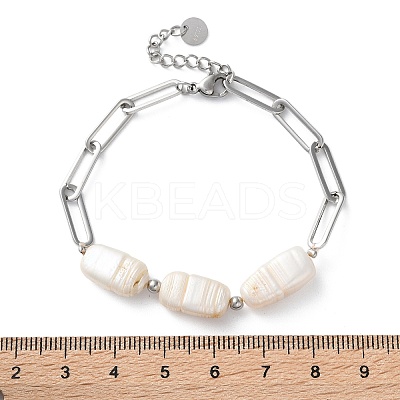 304 Stainless Steel Paperclip Chain Bracelets for Women BJEW-A036-02P-1
