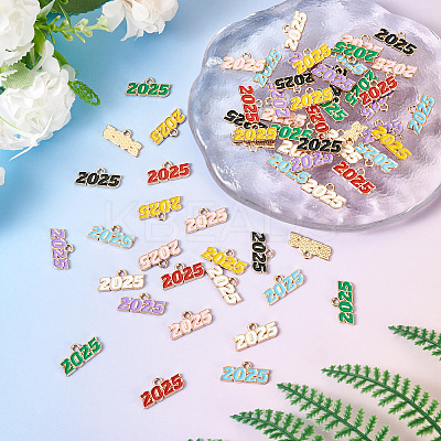 64Pcs 8 Colors Alloy Enamel Pendants ENAM-PJ0001-14-1