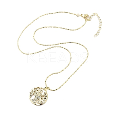 Brass Micro Pave Clear Cubic Zirconia Pendant Necklaces for Women LS-NJEW-M009-04G-A-1