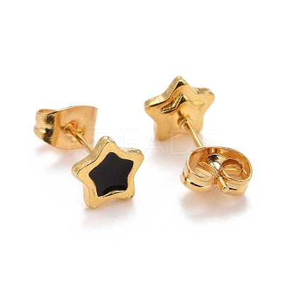 304 Stainless Steel Enamel Stud Earrings EJEW-B009-10G-01-1
