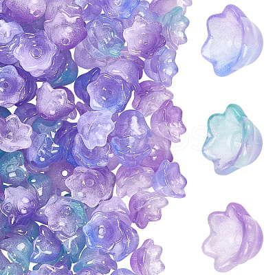 150Pcs 3 Colors Transparent Two Tone Spray Painted Glass Beads GLAA-LT0001-04B-1