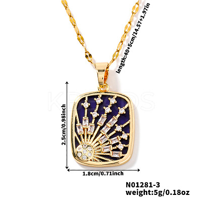 Minimalist Brass Enamel Star Pendant Dapped Chain Necklaces for Women NQ0140-1-1