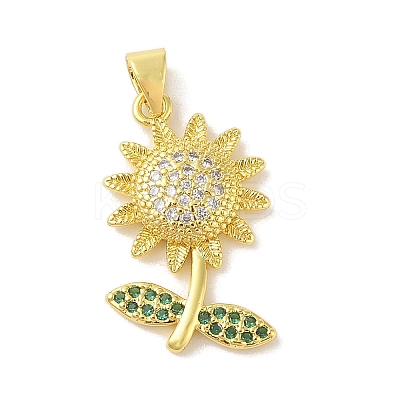 Rack Plating Brass Micro Pave Cubic Zirconia Pendants KK-S380-29G-02-1