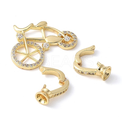 Brass Pave Clear Cubic Zirconia Fold Over Clasps KK-M320-18G-1