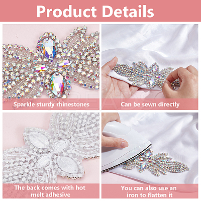 Flower Glass Seed Cloth Sew on Appliques PATC-WH0008-92B-1