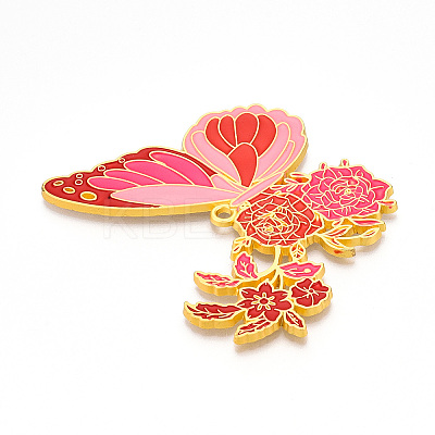 Rack Plating Alloy Enamel Big Pendants ENAM-N056-399G-G-1
