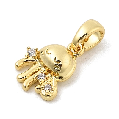 Rack Plating Leaf Brass Clear Cubic Zirconia Pendants KK-S407-13G-E-1