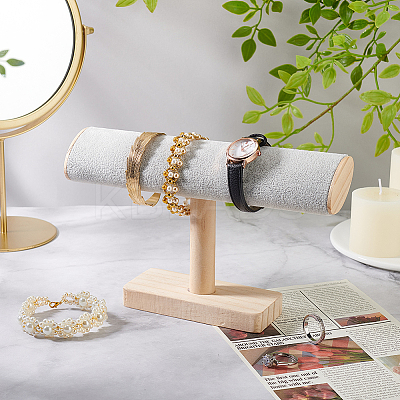 Wood & Velvet T Bar Bracelet Display Stands ODIS-WH0061-40A-1