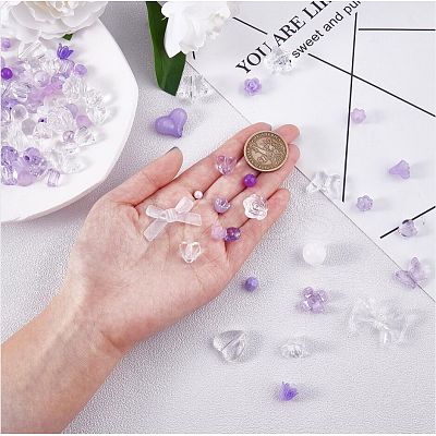 150 Pieces Random Rose Acrylic Beads Bear Pastel Spacer Beads Butterfly Loose Beads for Jewelry Keychain Phone Lanyard Making JX543J-1
