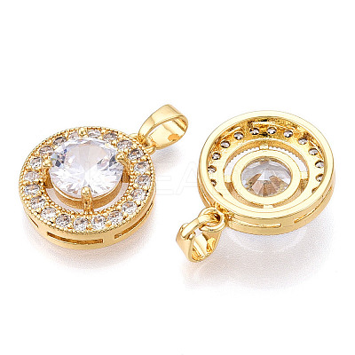 Brass Micro Pave Cubic Zirconia Pendants KK-N254-233G-1