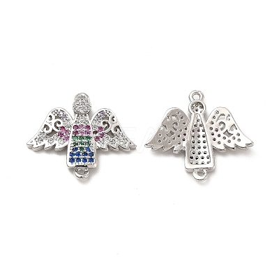 Brass Micro Pave Colorful Cubic Zirconia Connector Charms KK-E068-VB034-1