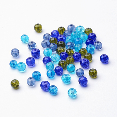 Baking Paint Crackle Glass Beads DGLA-X0006-6mm-01-1