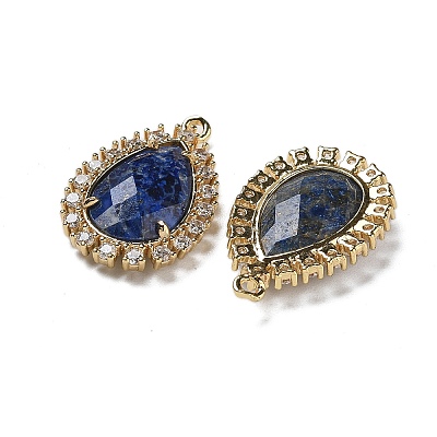 Natural Lapis Lazuli Faceted Teardrop Pendants G-I375-01G-15-1
