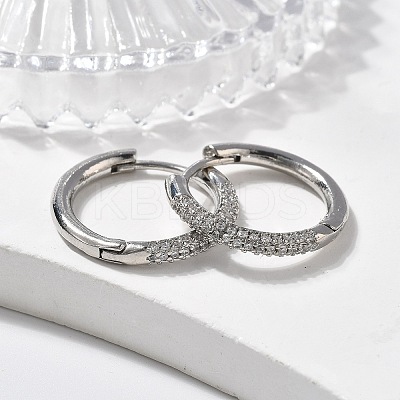 Brass Micro Pave Cubic Zirconia Huggie Hoop Earrings EJEW-K083-36P-B-1