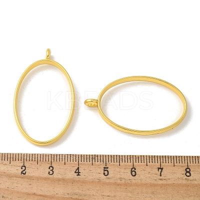 Rack Plating Alloy Oval Open Back Bezel Pendants X-PALLOY-S047-26E-FF-1