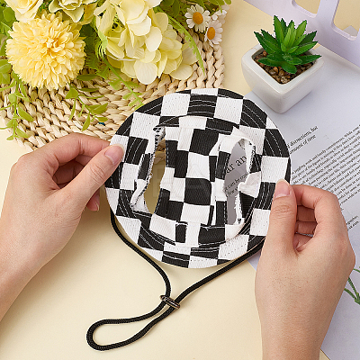 Tartan Pattern Cute Cotton Pet Hat for Dog Cat AJEW-WH20010-80E-1