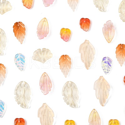 120Pcs 8 Styles Autumn Theme Two-Tone Transparent Glass Charms GLAA-FS0002-56-1