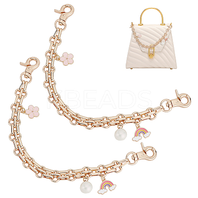 2Pcs Alloy Enamel Flower & Rainbow Charm Purse Strap Extenders AJEW-PH0004-98-1