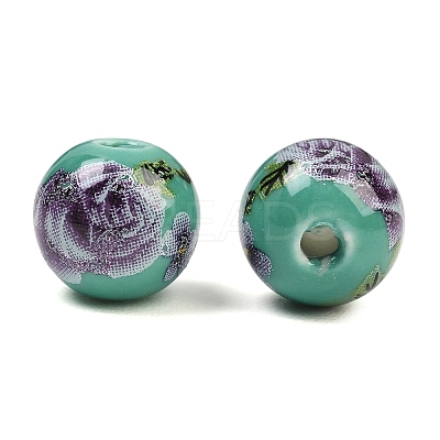 Printed Handmade Porcelain Beads X-PORC-R134-04-1
