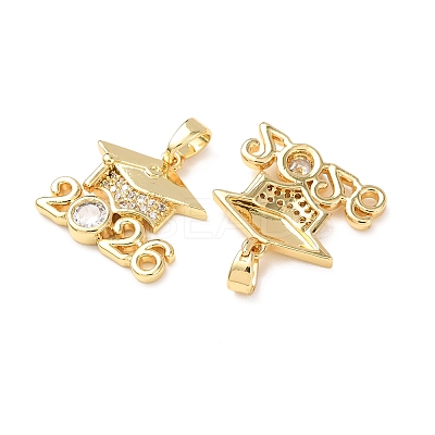Brass Micro Pave Clear Cubic Zirconia Pendants X-KK-D223-01G-1