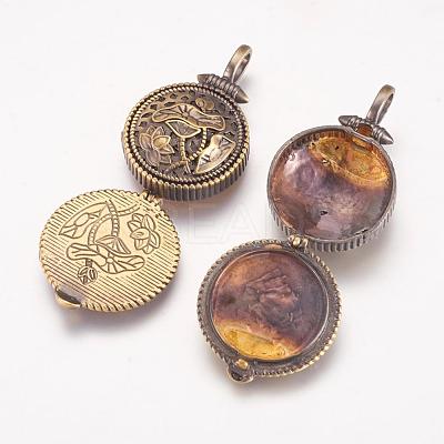 Brass Locket Pendants KK-K176-14AB-1
