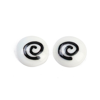 White and Black Flat Round Cartoon Resin Cabochons LS-CRES-Q009-01E-1
