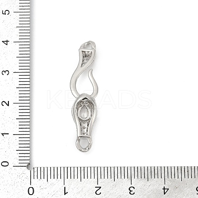Brass Micro Pave Clear Cubic Zirconia S-Hook Clasps KK-G526-13P-1