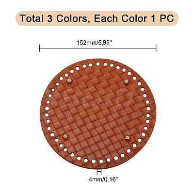 3Pcs 3 Colors Leather Flat Round Bottom FIND-WR0003-78-1