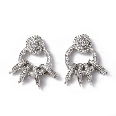 Brass Micro Pave Clear Cubic Zirconia Fold Over Clasps KK-P223-47P-1