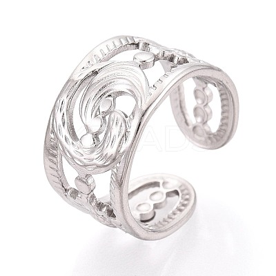 304 Stainless Steel Cuff Rings for Women RJEW-N052-08P-1