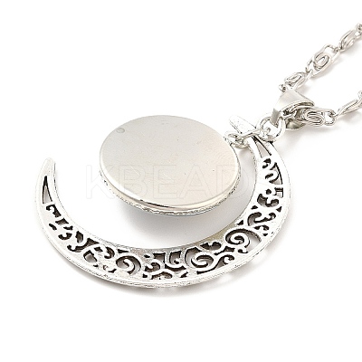 Glass Religion Fairy with Crescent Moon Pendant Necklace LS-NJEW-P270-01C-1