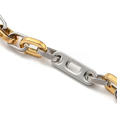 Ion Plating(IP) Two Tone 201 Stainless Steel Oval Link Chain Bracelet BJEW-B078-12GP-1