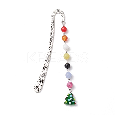 Christmas Theme Alloy Hook Bookmarks AJEW-JK00337-1