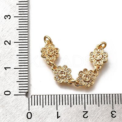 Brass 4 Flowers Links Connector Charms KK-K378-59G-1