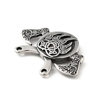 304 Stainless Steel Viking Bear Paw Law Odin Double Ax Pendants X-STAS-P309-31AS-1