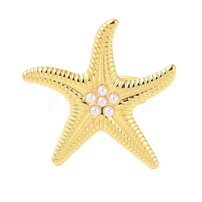 Starfish 304 Stainless Steel Cuff Rings for Women RJEW-P125-03G-1