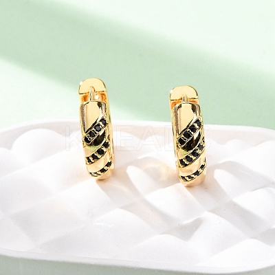 Ring Brass Micro Pave Cubic Zirconia Hoop Earrings EJEW-F384-05G-1