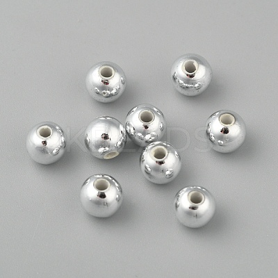 Plating Plastic Acrylic Round Beads PACR-L003-6mm-S-1