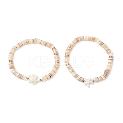 Natural Cultured Freshwater Pearl & Synthetic Turquoise Beads Stretch Bracelets BJEW-JB11875-1