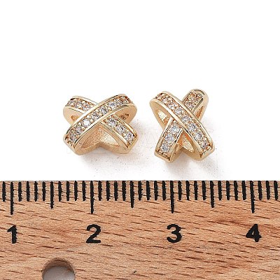 Rack Plating Brass Micro Pave Cubic Zirconia European Beads KK-H451-18G-1