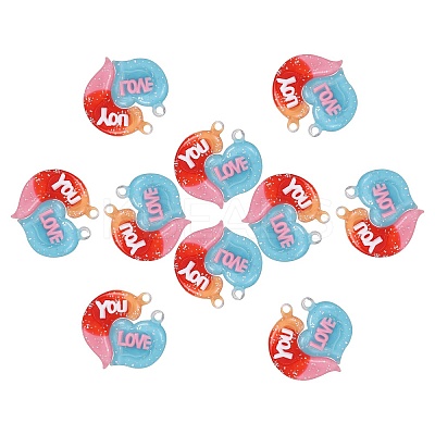 10 Sets Gradient Color Opaque Resin Pendants RESI-SZ0001-91A-1