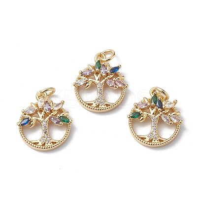 Brass Micro Pave Cubic Zirconia Pendants KK-E003-04G-1