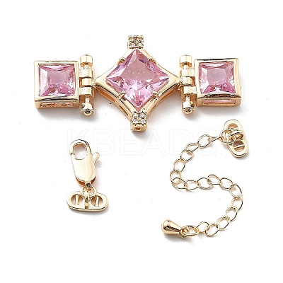Brass & Cubic Zirconia & Glass Watch Band Clasps KK-G523-03G-02-1
