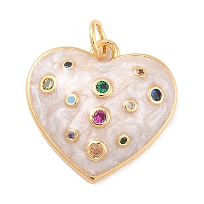 Eco-Friendly Brass Micro Pave Cubic Zirconia with Enamel Pendants KK-K268-15G-1