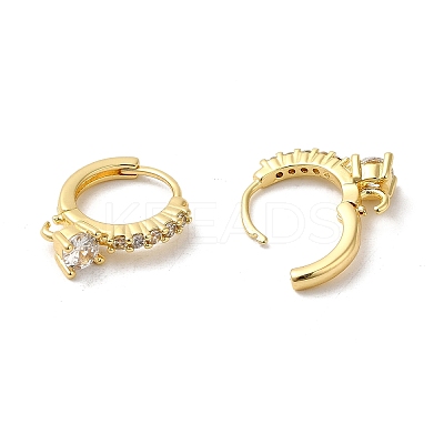Rack Plating Brass Micro Pave Cubic Zirconia Hoop Earrings Finding KK-E084-66G-1